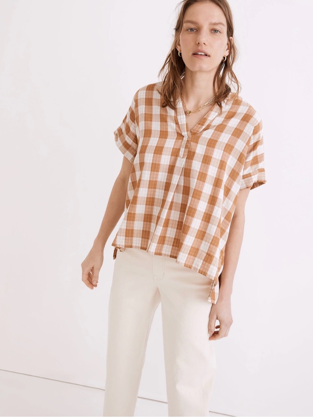 Women’s Madewell Lakeline Popover Shirt in Double-Faced Gingham